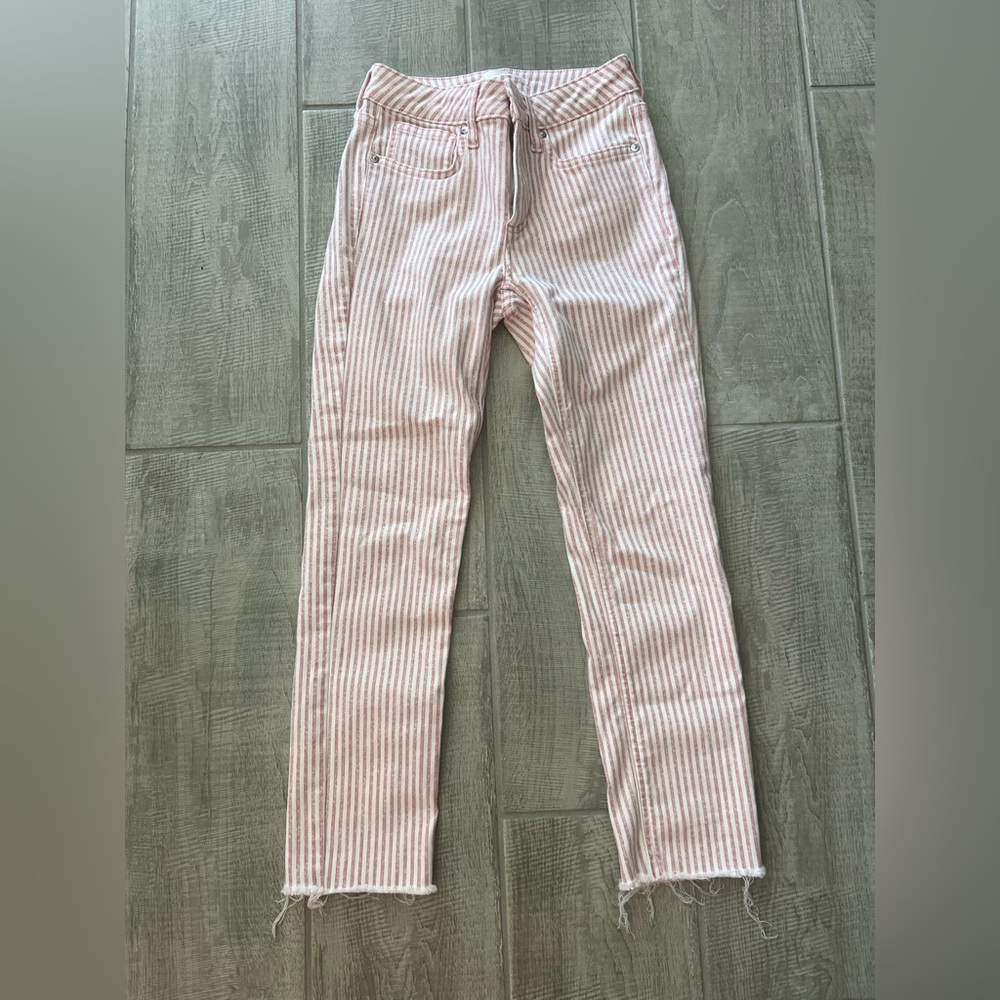 LC Lauren Conrad Pink and White Striped Skinny Pants